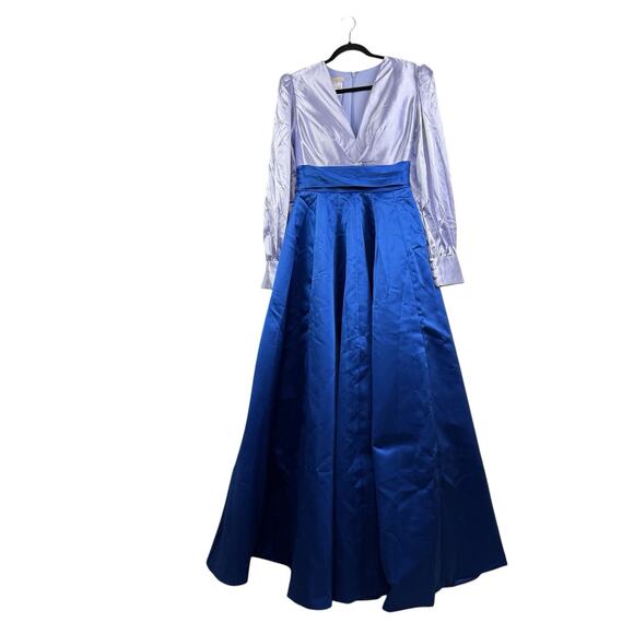 New Castlecore TS Couture Colorblock Blue Maxi Gown Puff Sleeve Evening HOCO - Picture 16 of 16